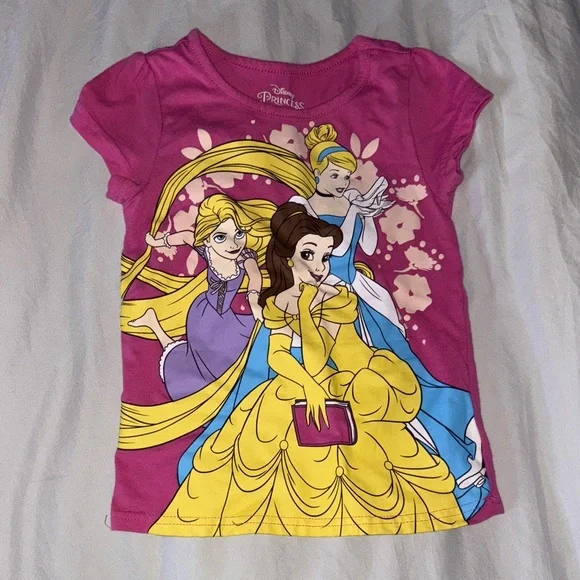 Disney Princess Pink and Yellow Kids T-Shirt - Picture 1 of 4